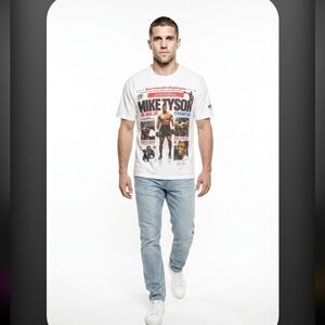 Graphic White Tee with Mike Tyson Print